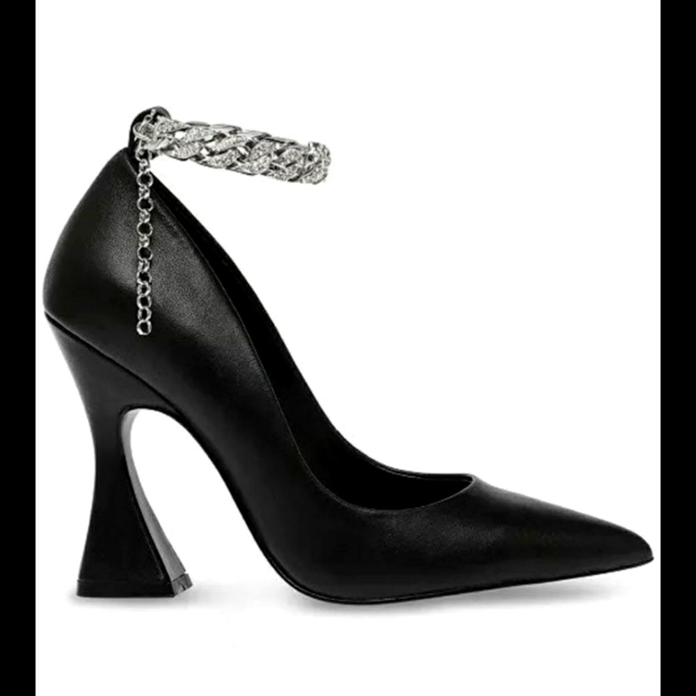 Steve Madden Womens Zippy Bell Heel Chained Pumps